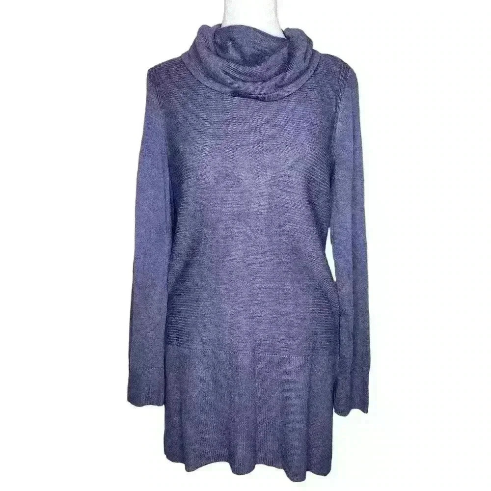 Adrienne Vittadini women's purple lightweight cowl neck sweater size small